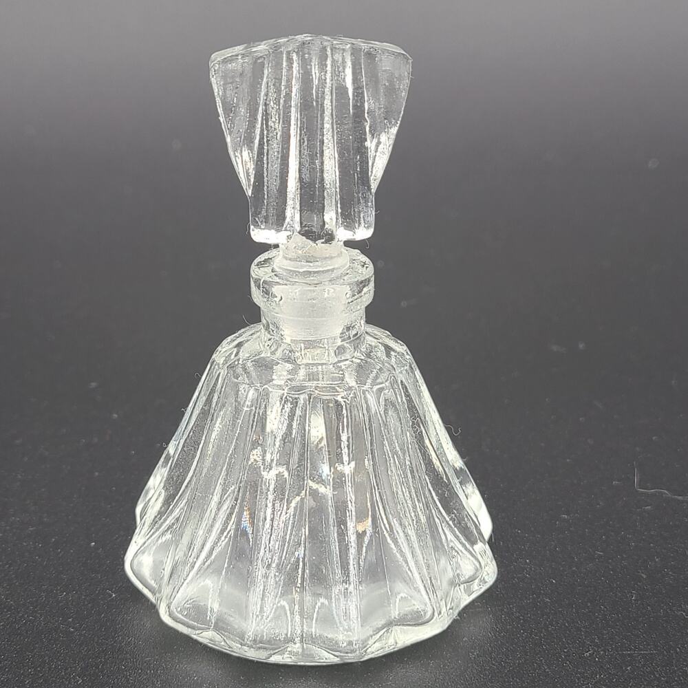 Vintage Occupied Japan Art Deco Cut Glass Perfume Bottle w/ Wand 1940s